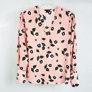 Ann Taylor Factory Pink Floral Blouse